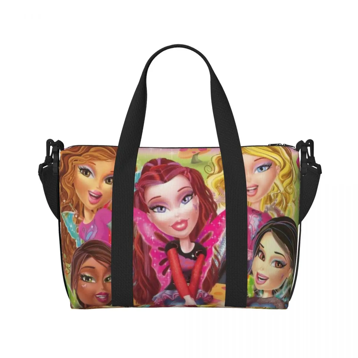 Custom Bratzs Doll Grocery Shopping Tote Bags Women Large Capacity Tv Movie Cartoon Gym Beach Travel Bags