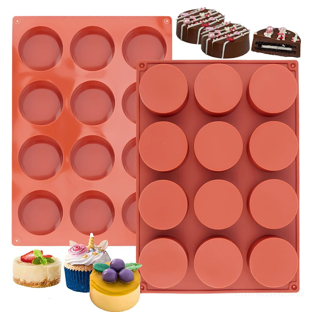 12 Hole Cylinder Silicone Mold Mini Round Chocolate Cake Baking Mold 3D Handmade Kitchen Reuse Baking Tools Decorating Mould