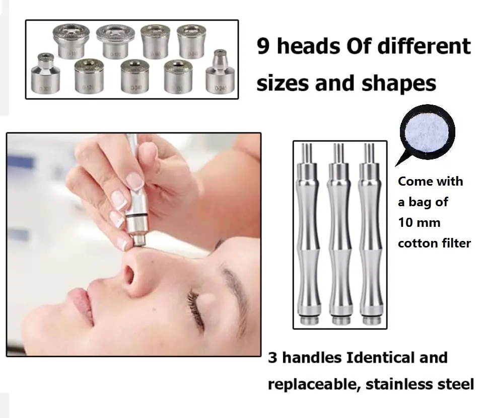 Dermabrasion Microdermabrasion Machine Accessory Skin Peeling Replacements 9 Tips 3 Wands