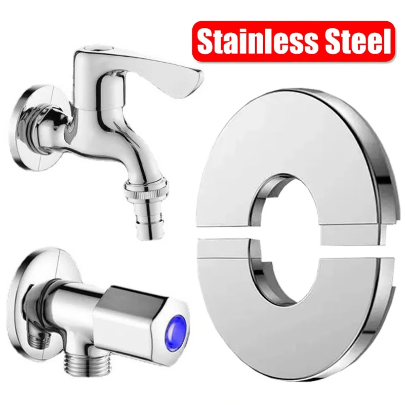 Faucet Decorative Cover Stainless Steel Round Hole Cap for Shower Self-Adhesive Air Conditioning Hole Covers Tap Accessories