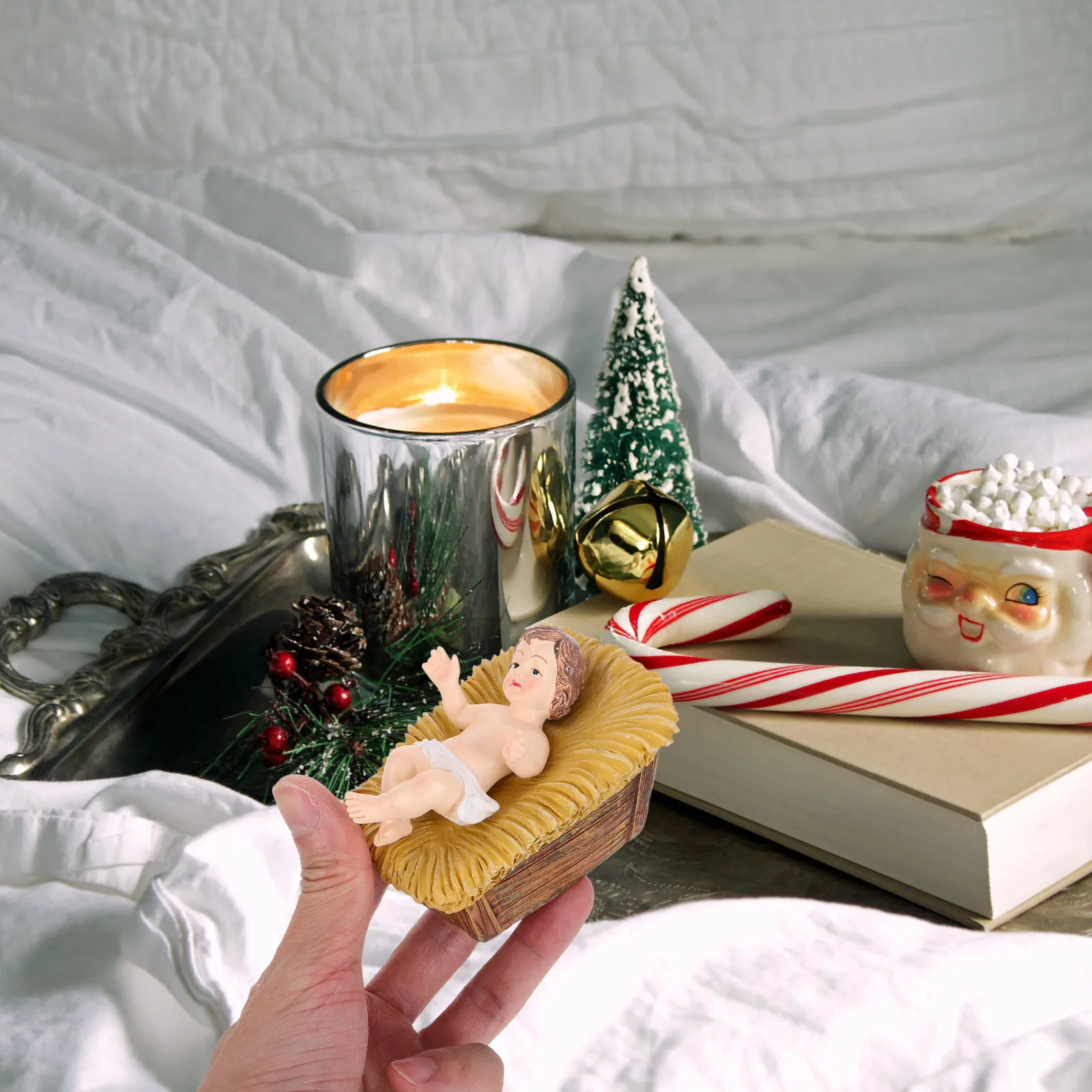 

Jesus Manger Resin Craft Christmas Decoration Religious Statue Home Office Jesus Decor Desktop Decor Ornaments