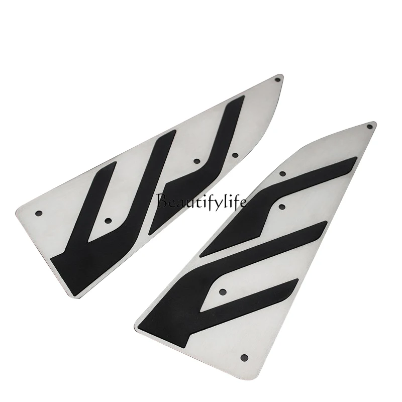 Motorcycle Modified Foot Pad Pedal Stainless Steel Brushed Pedal Non-Slip Rubber Mat Electroplating