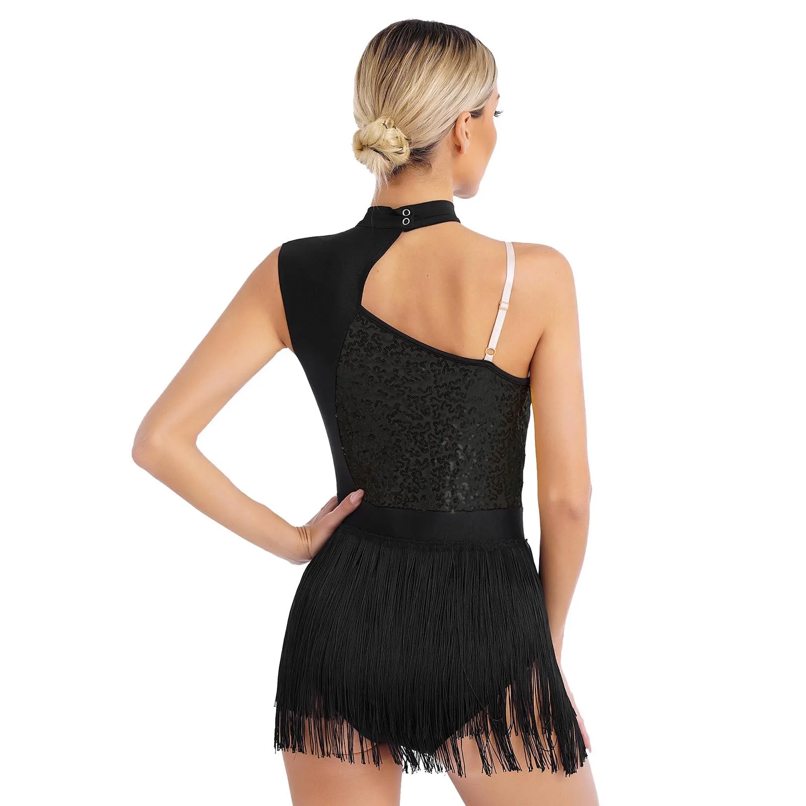 Women Latin Jazz Dance Costume Modern Contemporary Chacha Dance Dress Ballet Gymnastics Leotard Fringed Bodysuit Performance