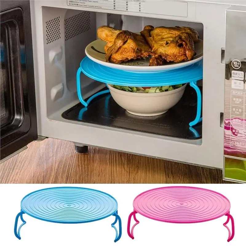 [NEW!A65Z】 Folding Microwave Tray For Oven Plates And Bowls Foldable Microwave Plate Stacker Rack Holder