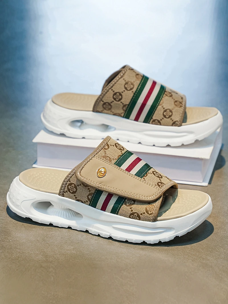 

Men's Summer Casual Slip-On Sandals Luxury Thong Slippers Outdoor Beachwear Anti-Slip Home Garden Walking Shoes EVA Material
