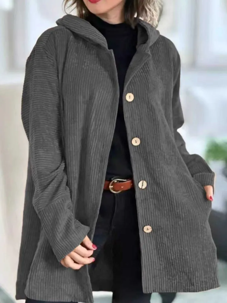 2026 Autumn And Winter Women's Coat Fashionable, Comfortable, Casual Temperament, Versatile For Commuting, Loose Corduroy Jacket