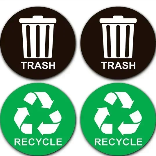 Trash Bin Stickers Waterproof Recycle Bin Vinyl Decals Separate Trash Dustbin Car Trash Bin Garbage Cans Kitchen Accessories