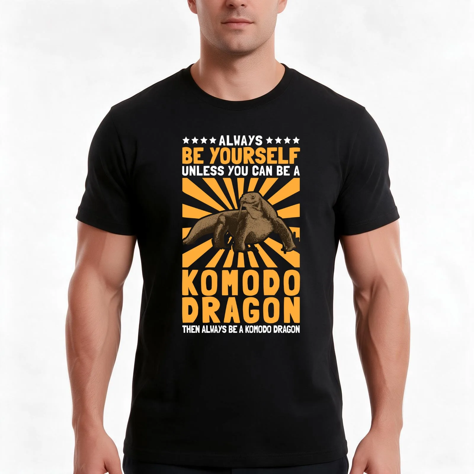 Be a komodo dragon dragon komodo dragon T-Shirt, Summer Casual Cotton Tee, Oversized Streetwear Tops, Vintage Graphic Print