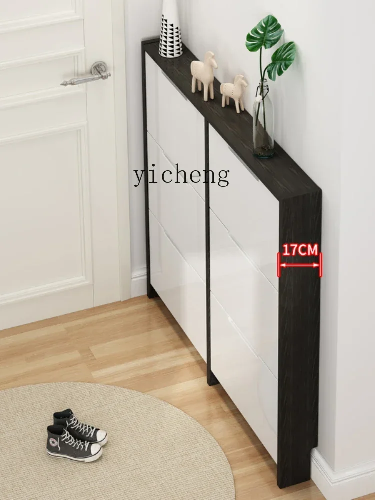 XL Tilting Shoe Cabinet 17cm Ultra-Thin Shoe Cabinet Home Doorway Large Capacity Entrance Shoe Cabinet