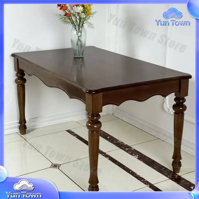 All Solid Wood American Dining Table for Home Dining Room Table and Chair Combination Retro Rectangular Table for Small