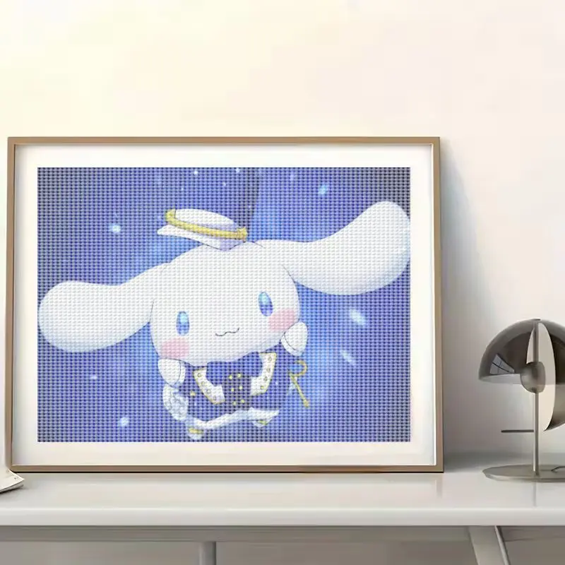 1PC Cinnamoroll 5D Full Square Drill Diamond Painting Kit, DIY Sanrio Anime Kawaii Cute Cloud Dog in Magical Starry Blue Uniform