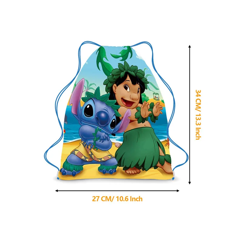 Disney Anime Stitch Drawstring Pocket Kawaii Lilo & Stitch Portable Storage Backpack Cartoon Drawstring Bag Children Gifts