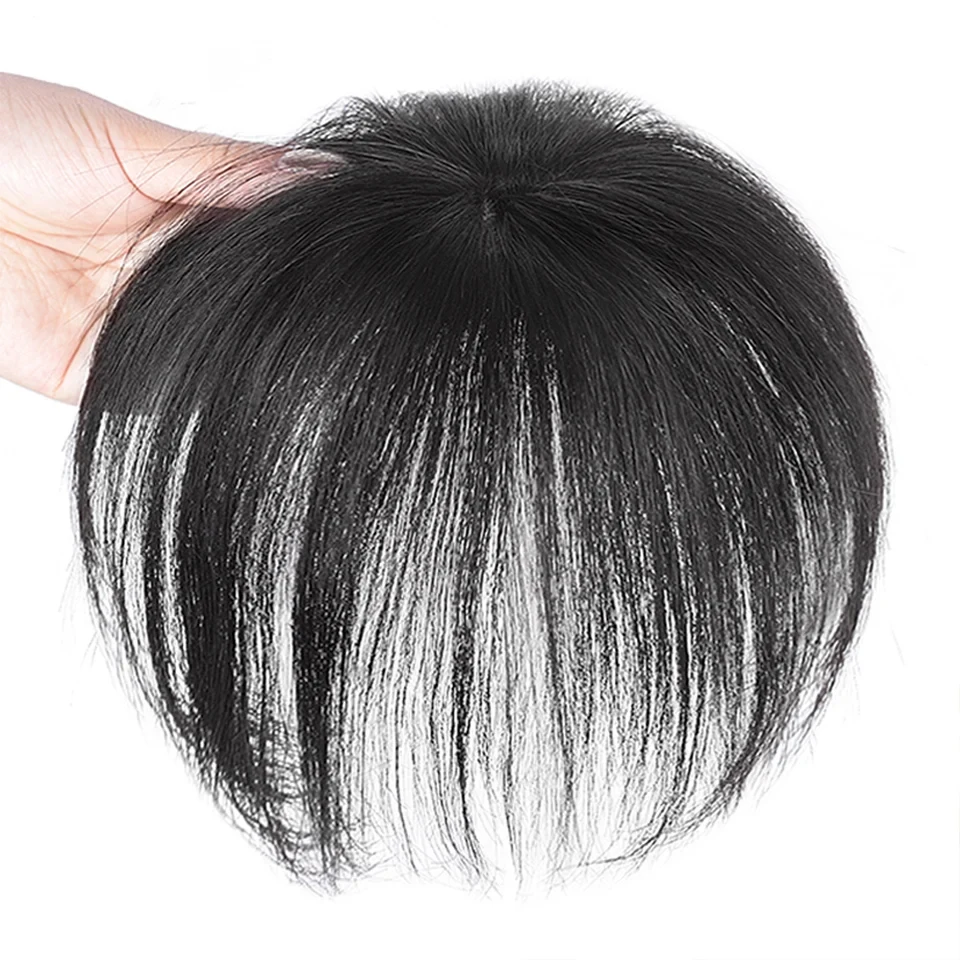 Replacement Piece Hair Covering White Hair Natural Invisible Seamless Hair Clip In Hair Bangs Hairpiece Synthetic Fake Bang Hair