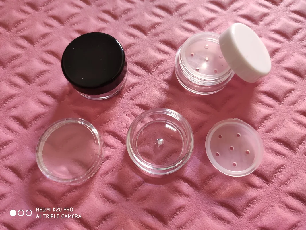 5ML 1G plastic jar pot tin case sifter loose powder case cosmetic container eye shadow blusher lip balm gel cosmetic packing