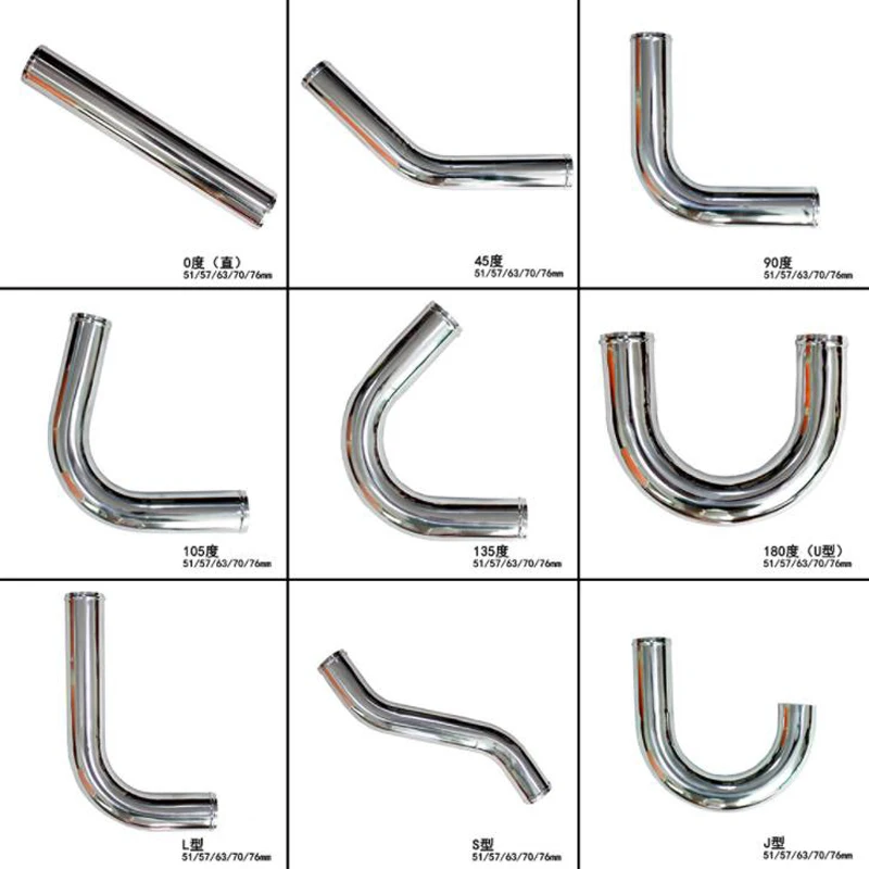Samochód DIY zmodyfikowany rura aluminiowa Intercooler Turbo dolotowy wzmacniacz rury 51/57/63/70/76MM ogólne
