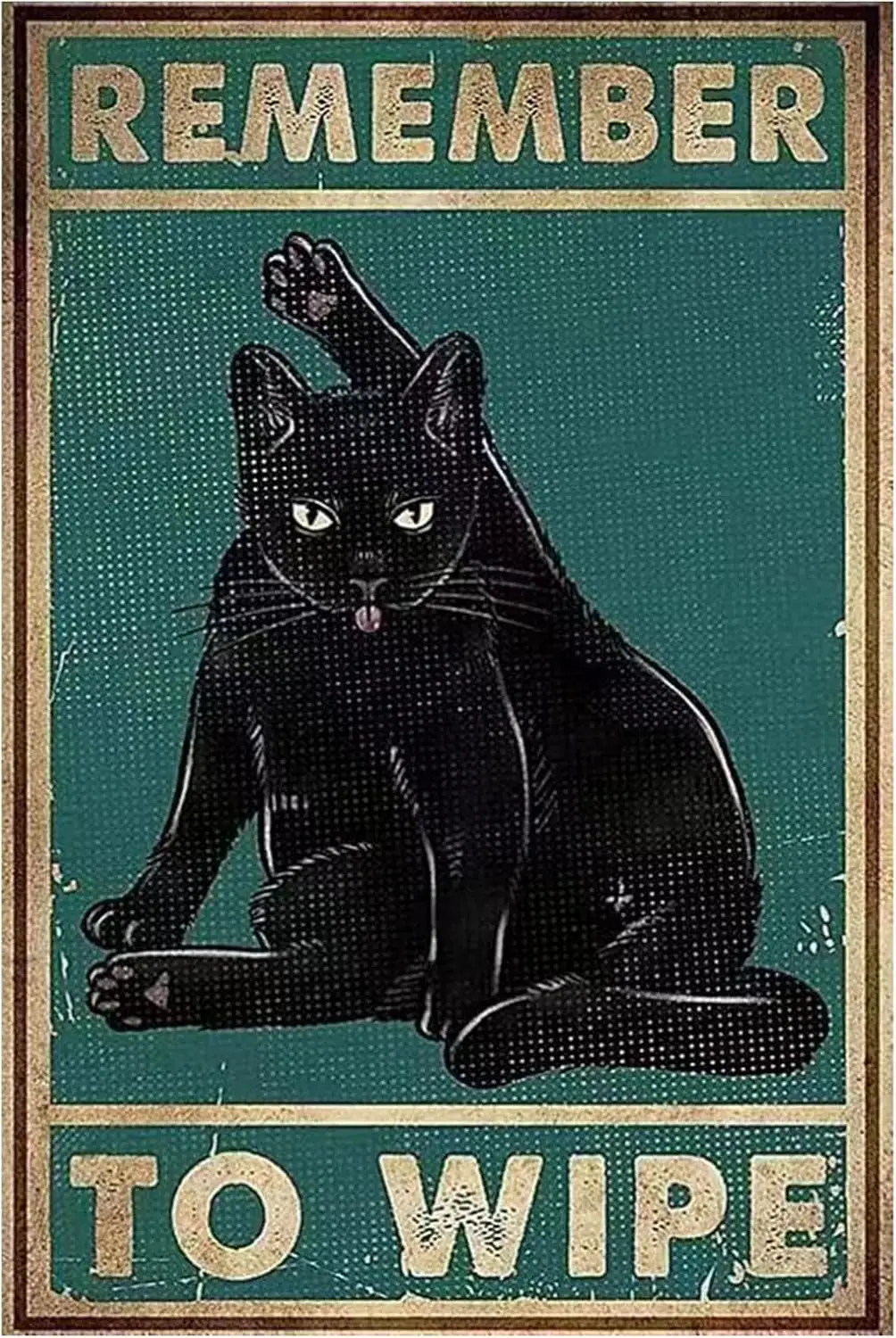 Funny Black Cat Retro Metal Tin Sign-Remember to Wipe -Vintage Coffee Black Cat Metal Sign Plaque for Home Kitchen Cafe Bar Pub