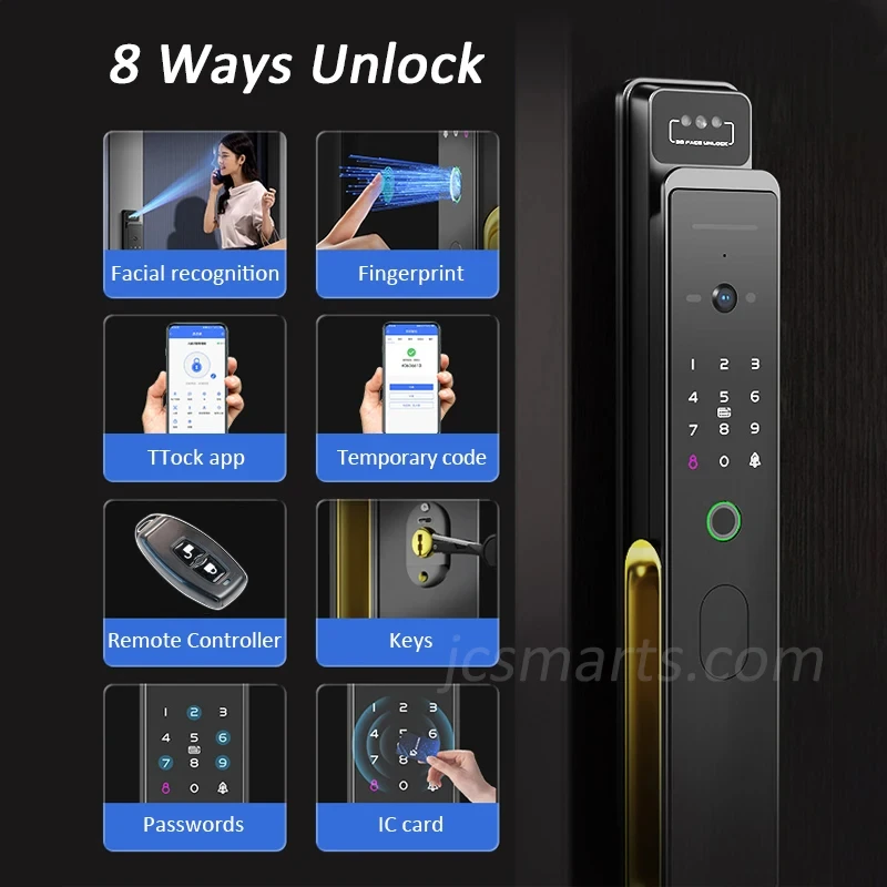 WiFI Smart HD Peephole Camera Face Recognition Fingerprint Digital Door Locks Support TTlock App Video Talking