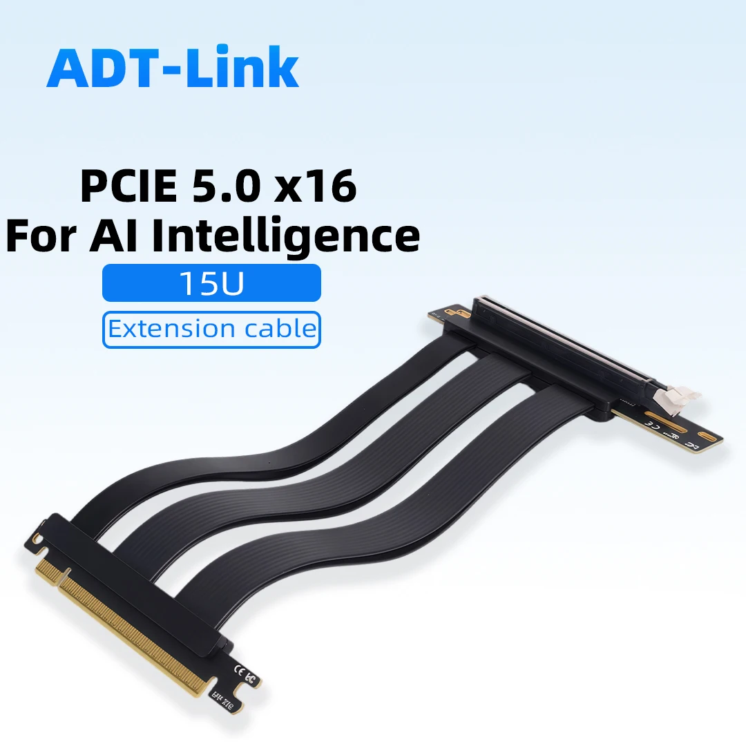 

Кабель-удлинитель PCIE 5.0 X16 16x с угловым адаптером 90 градусов для видеокарт, поддерживает N-серии 50 и AMD 90-й серии GPU, 0.2 м