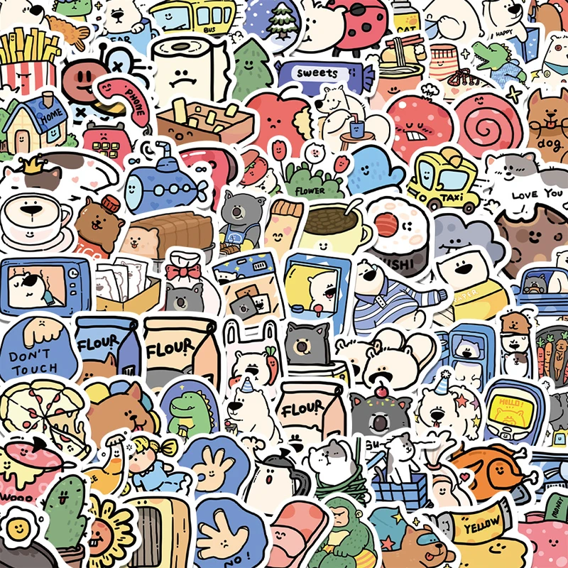 100PCS Cute Animal Stickers Vinyl Waterproof Water Bottle Stickers for Laptop, Phone, Skateboard, Classroom Prizes