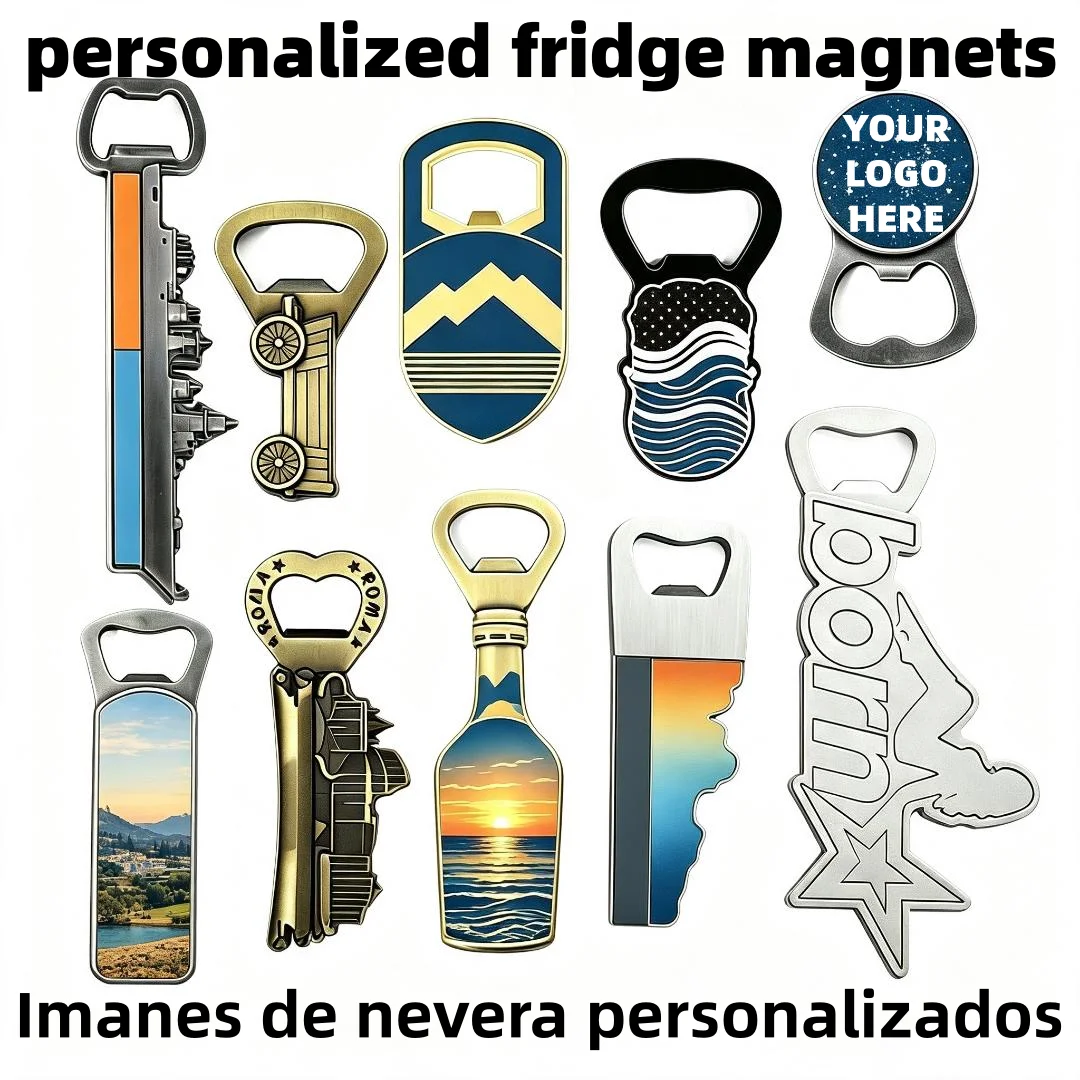 Custom Fridge Magnets OEM Zinc Alloy Landscape Decorative Personalized City Metal 3D Antique Gold Enamel Craft Refrigerator Magn