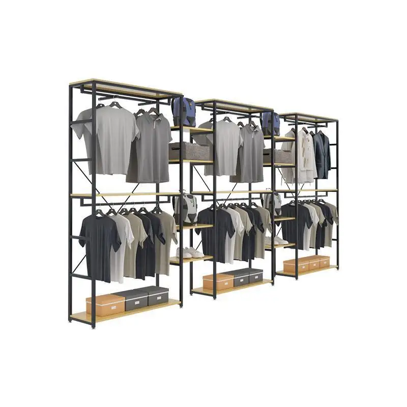

Clothing store display rack, men's and women's clothing children's clothing store double-layer display rack