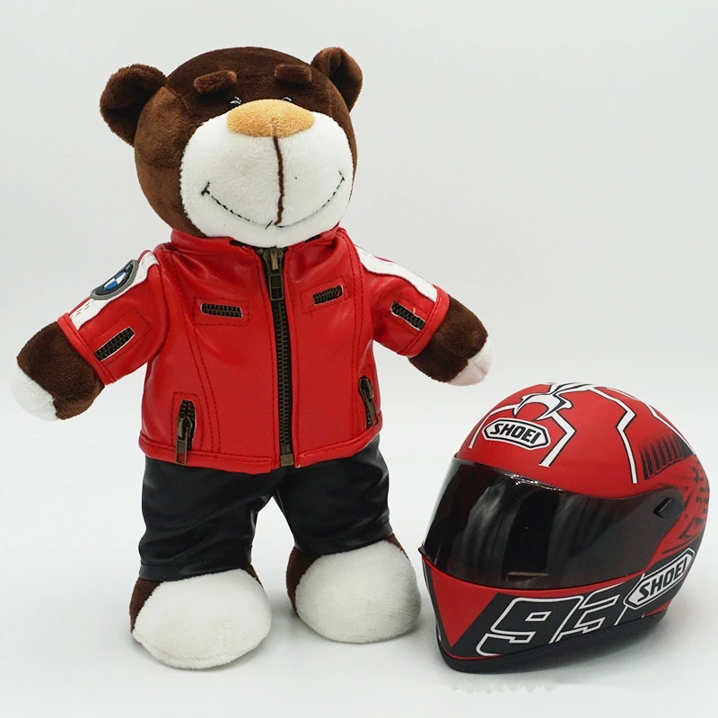 Kawaii 16cm Helmet and 30cm Teddy Bear Motorcycle Decoration Cute Anime Filled Soft Plush Toys as Gifts for Friends