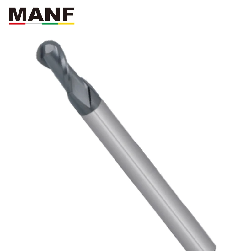 MANF 2 Flute Long End Mill HRC65 R2mm R3mm R4mm Ball Nose End Mills Tungsten Steel Milling Machining Sprial Milling Cutter