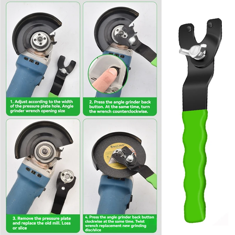 10-46mm Adjustable Angle Grinder Wrench Disassembly Torque Keys Wrapped Rubber Handle For Replacing Grinding Discs Hand Tools view 5
