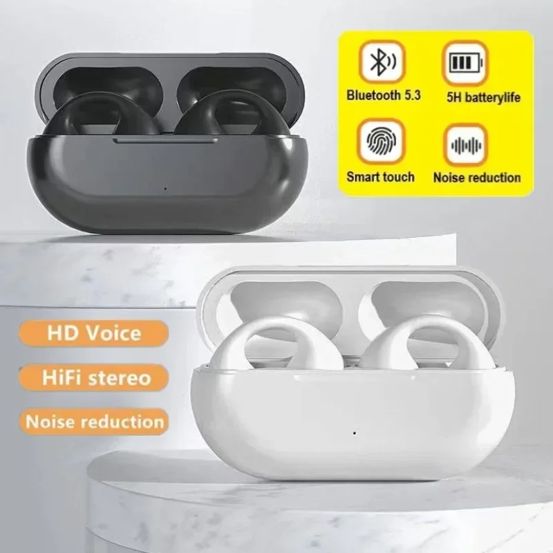 T75 Ear-Clip Fone Bluetooth Headphones Bone Conduction Earphone Wireless Earbuds 3D Surround Stereo Bass Sports Headset with Mic