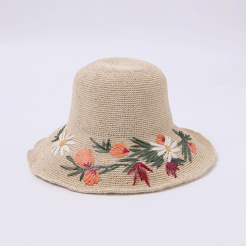 

Summer Hat Women Summer Weaved Wide Brim Sun Protection Cap Accessory For Beach Climb Outdoor