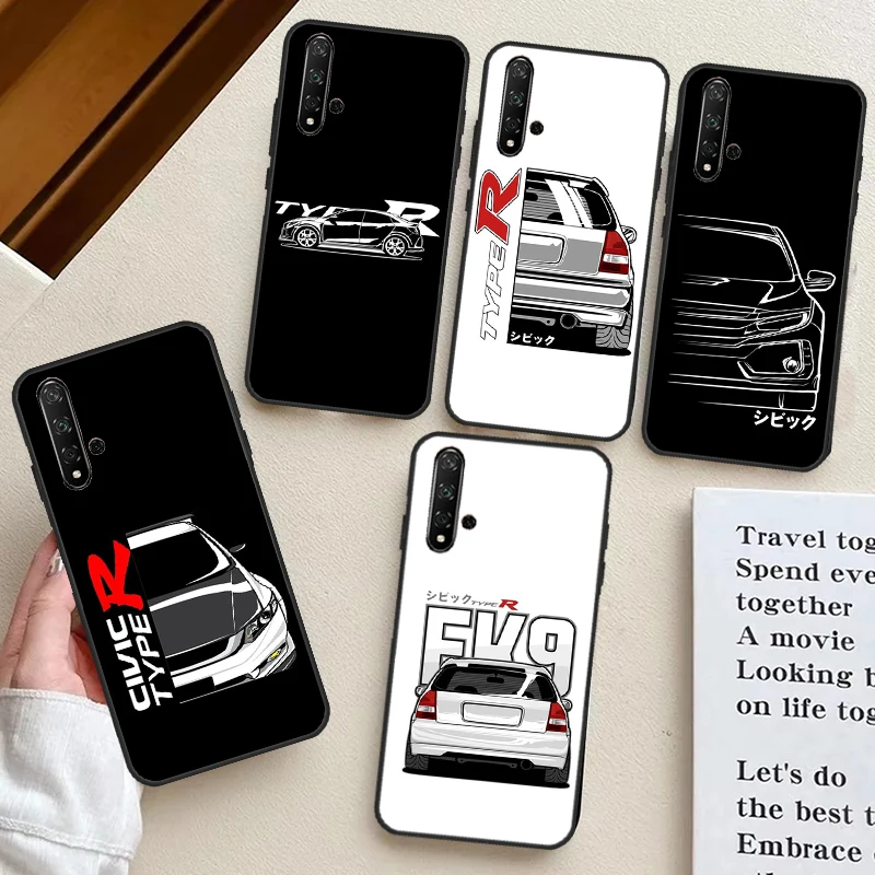 JDM Type R Civic Sport Car For Huawei Nova Y60 Y70 Y90 Y61 Y91 Nova 11 Pro 9 10 SE 5T 11i 8i 3i P20 P30 P40 Lite Case