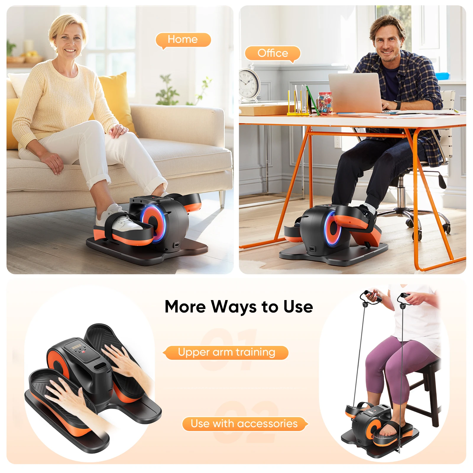 Maszyna eliptyczna pod biurkiem Domowy przyrząd do ćwiczeń nóg w kształcie elipsy z 12 regulowanymi prędkościami Cichy i przenośny przyrząd do ćwiczeń na pedałach