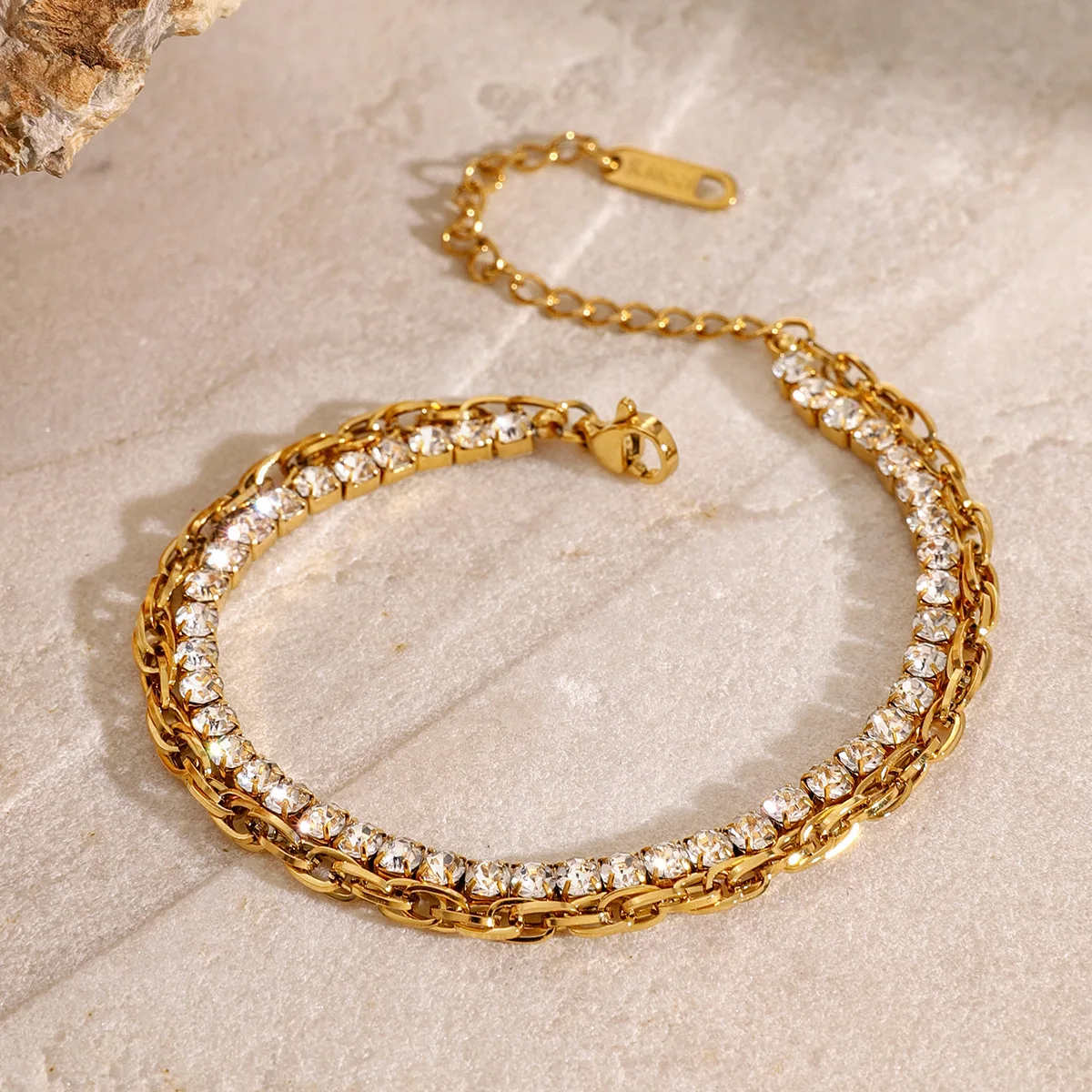 Full diamond bracelet high-end multi-layer bracelet chain titanium steel hand jewelry ins cross-border jewelry