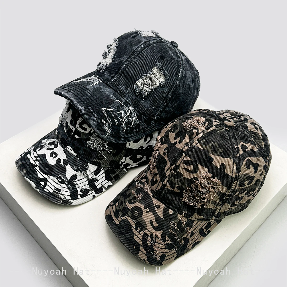 

New Men Women Personal Broken Style Leopard Print Baseball Hats Sunshade Wasteland Style Versatile Peaked Caps Fashion Street