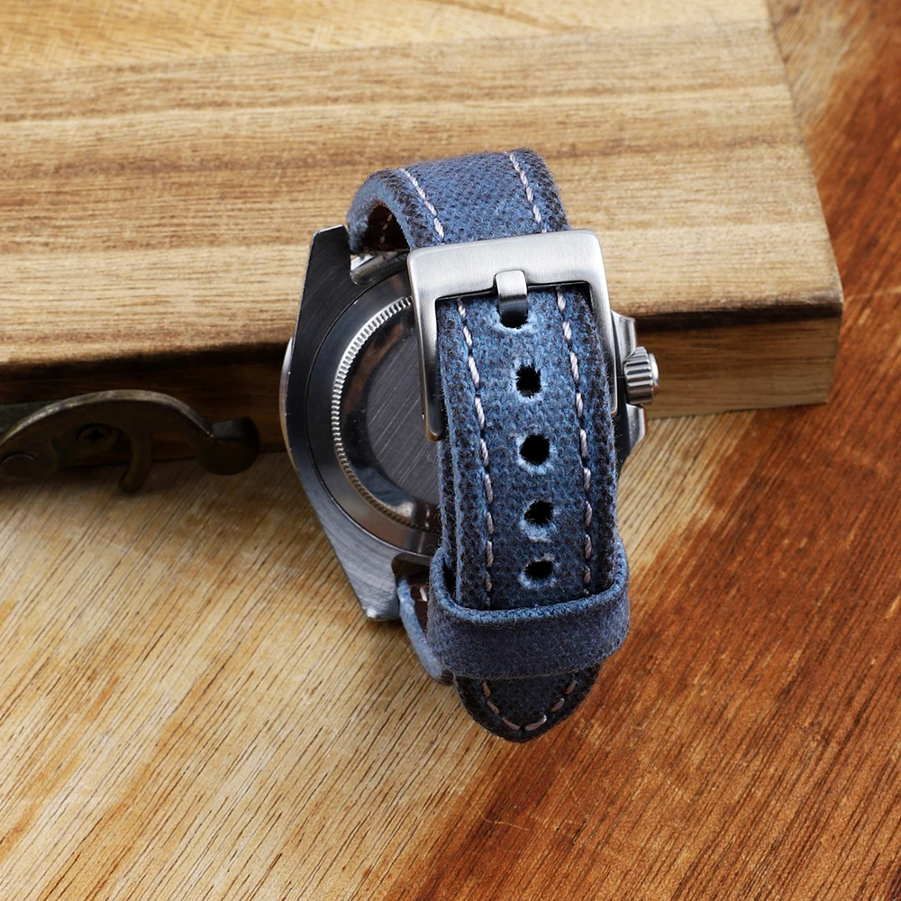 Handmade Canvas Watch Band 18 19 20 21 22 24mm Retro Watchband Men Watch Bracelet Strap Replacement Belt Gray Blue Brown Green