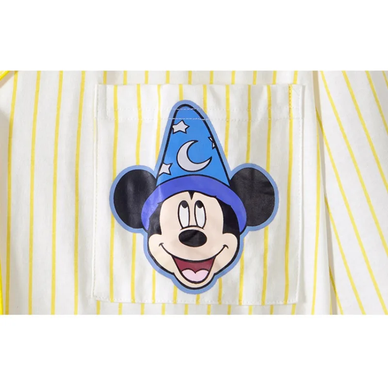 Disney Mickey Mouse creativo personalizado dibujos animados minimalista rayas puro algodón conjunto de ropa de descanso regalo de alto valor para mejores amigos
