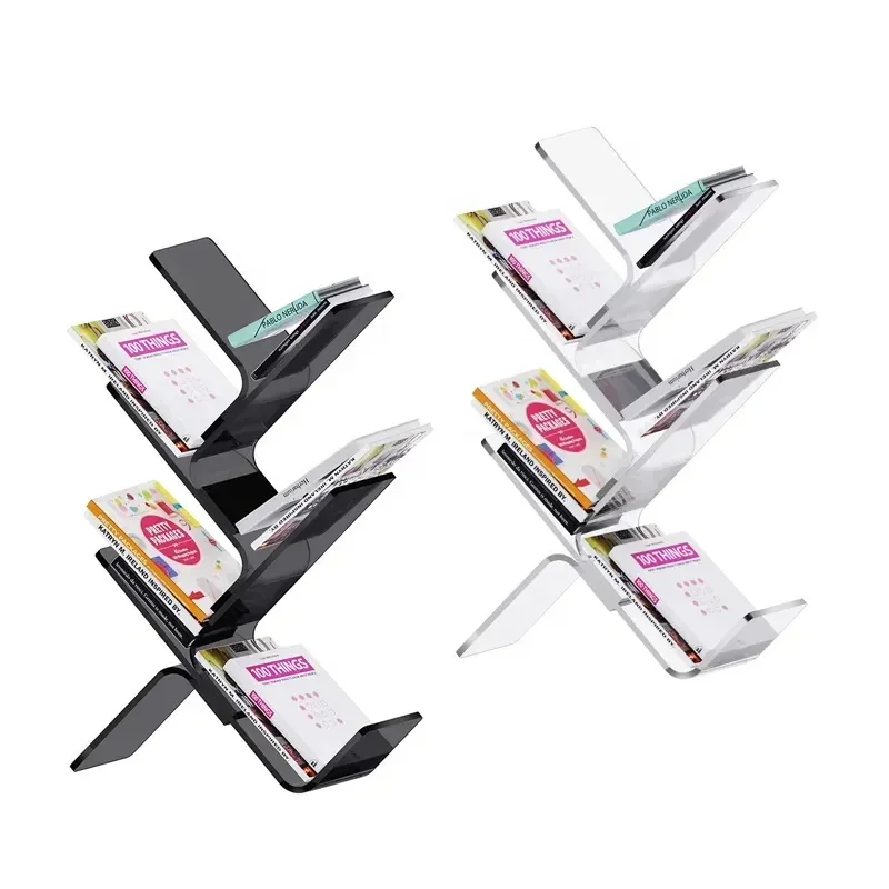 Modern Creative Acrylic Tree-Shaped Bookshelf Magazine Rack Simple Luxury Multi-Layer Household Shelf Fashion-Style Store