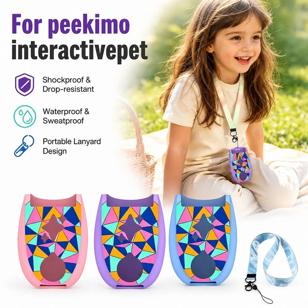 For Peekimo Interactive Pet Silicone Case Protective Cover Soft Skin With Lanyard Drop Proof