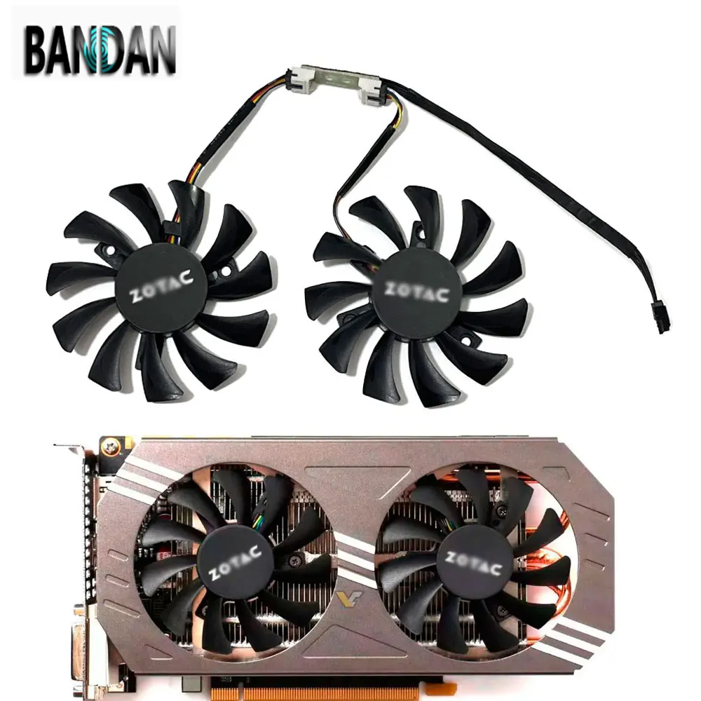 Nuevo GTX 970 75MM 4PIN GA91S2H GA81S2U GPU ventilador de refrigeración de repuesto para ZOTAC GeForce GTX 970 tarjeta gráfica ventilador duradero