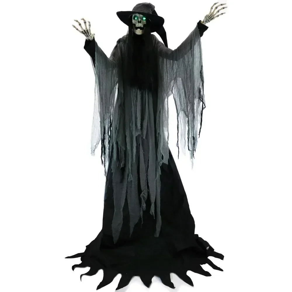 

Halloween Decor Skeleton Witch, Motion-Activated Talking Halloweens Animatronic Creepy Halloween Decoration Halloween Props