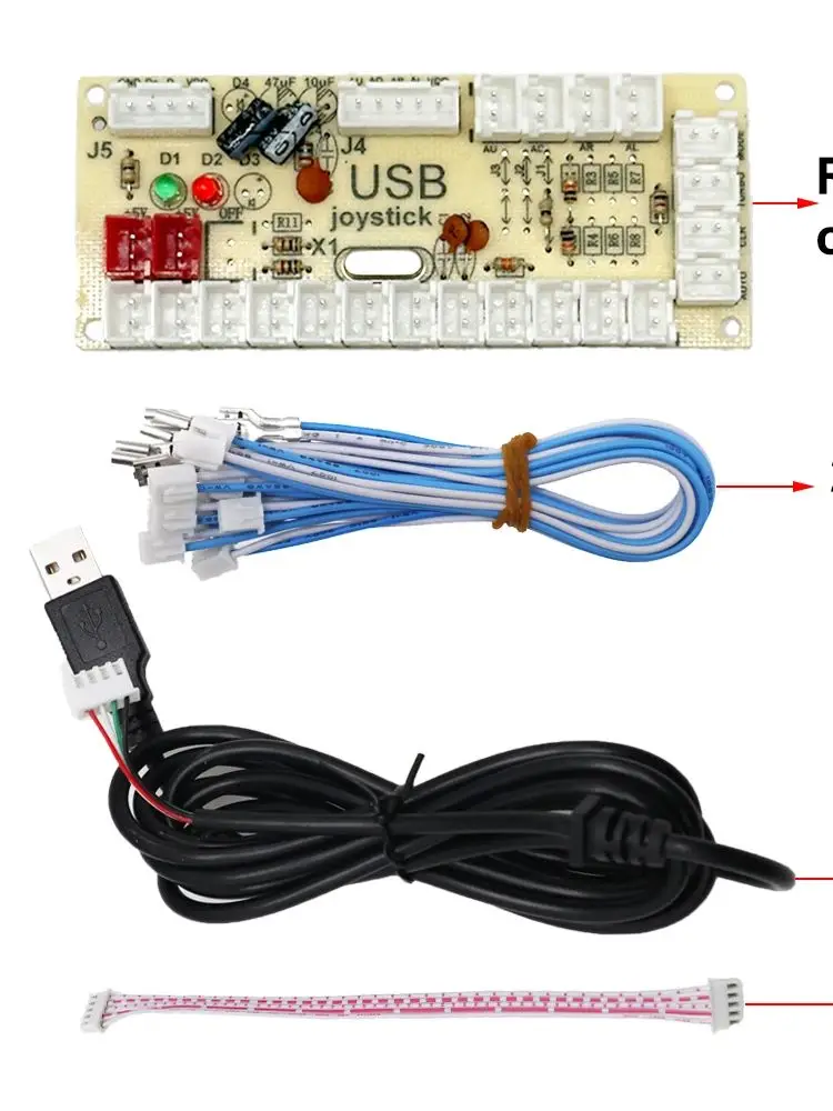 Arcade USB-Encoder ohne Verzögerung für PC, PS3, Switch, Raspberry Pi zu Joystick für 5-Pin & 2,8-mm-Tasten zu Joystick-Controller – Detail 6