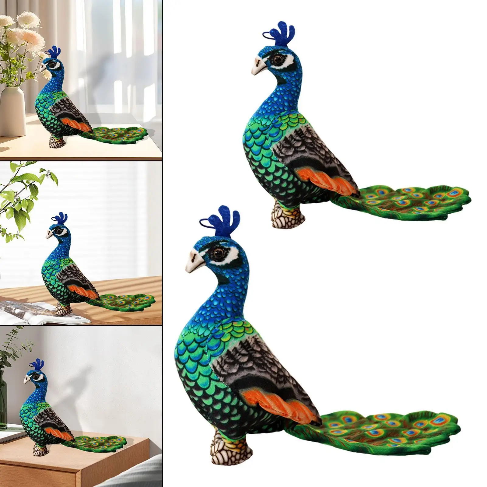 ตุ๊กตาขนนกยูงเหมือนจริง ของตกแต่งบ้าน ของเล่นตุ๊กตาการ์ตูนน่ารัก สำหรับโซฟา ห้องนั่งเล่น สำนักงาน รถยนต์ ของขวัญวันเกิด