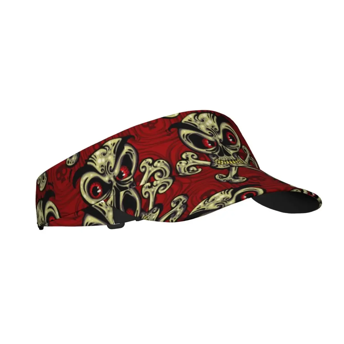 Crazy Skulls With Angry Look Red Eyes Summer Air Sun Hat Visor UV Protection Top Empty Sports  Running Sunscreen Cap