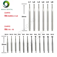 Fresas de carburo de tungsteno Dental WAVE, taladro Dental de cabeza redonda, fresas de implante RA SURG para pieza de mano de baja velocidad, herramientas de dentista, 5 unids/pack