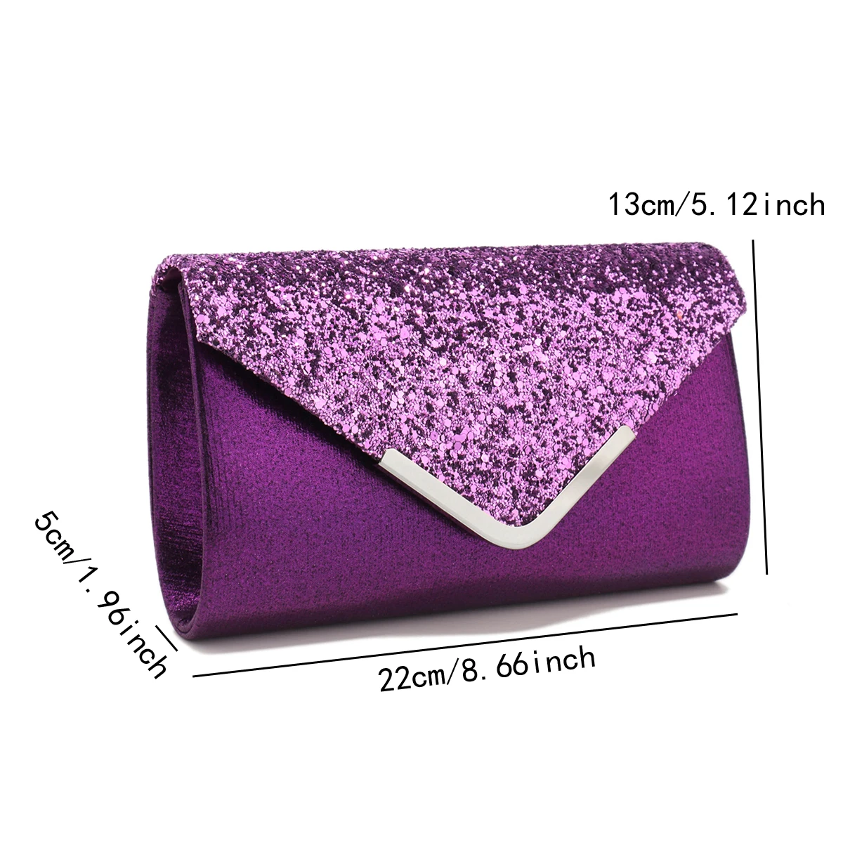 Silver Clutch Bags V Design Metal Chain Glitter Sequined Evening Bags With Envelope Party Wedding Casual Lady Handbags Banquet