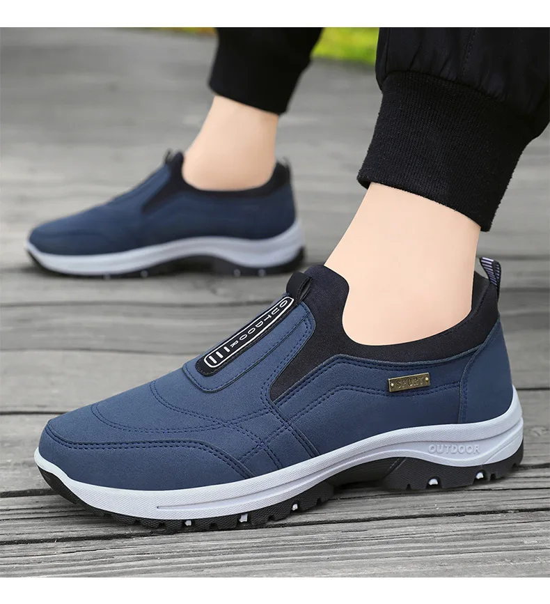 Wasserdichte Slip-On-Wanderschuhe für ältere Herren, rutschfest, stoßdämpfend, mit Profilsohle, für den täglichen Gebrauch im Freien, Freizeitschuhe, Wanderschuhe – Detail 14