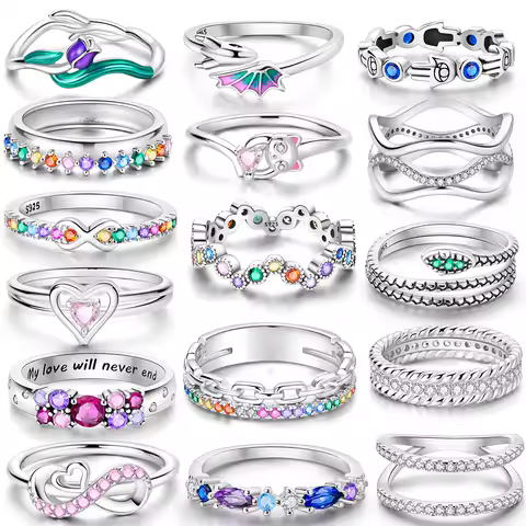 925 Sterling Silver Rabbits Snakes Ring Original Design Colored Zircon Finger Rings For Women High Quality Wedding Jewelry Gift