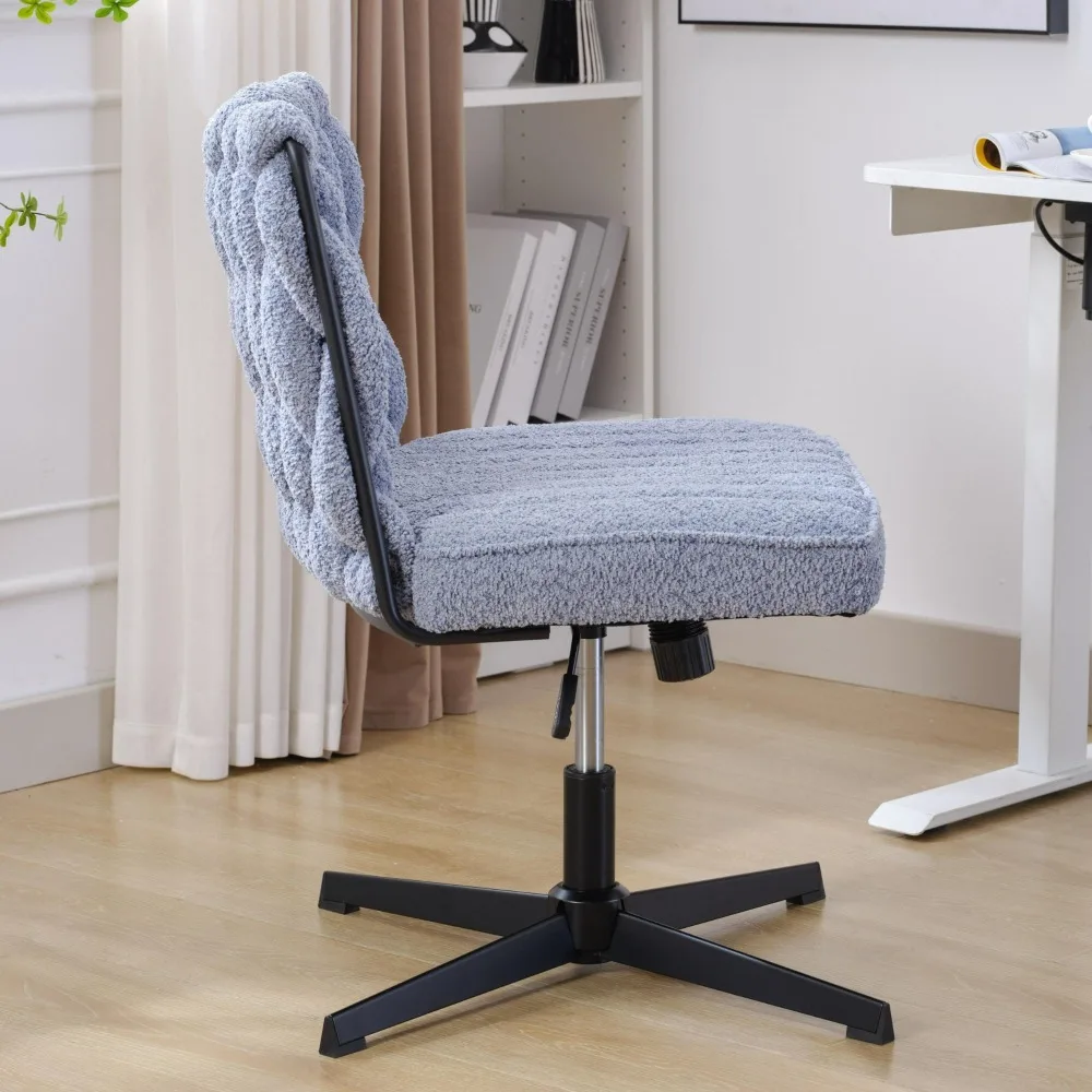 Armless Office Desk Chair No Wheel Stylish Design Wide and Soft Seat Ergonomic and Comfortable 360° Swivel Chair for Office Home