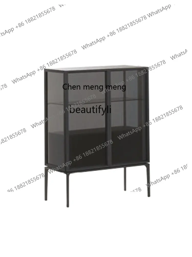 High-End Large Apartment Dining Storage Hong Kong Style Glass Wine Cabinet