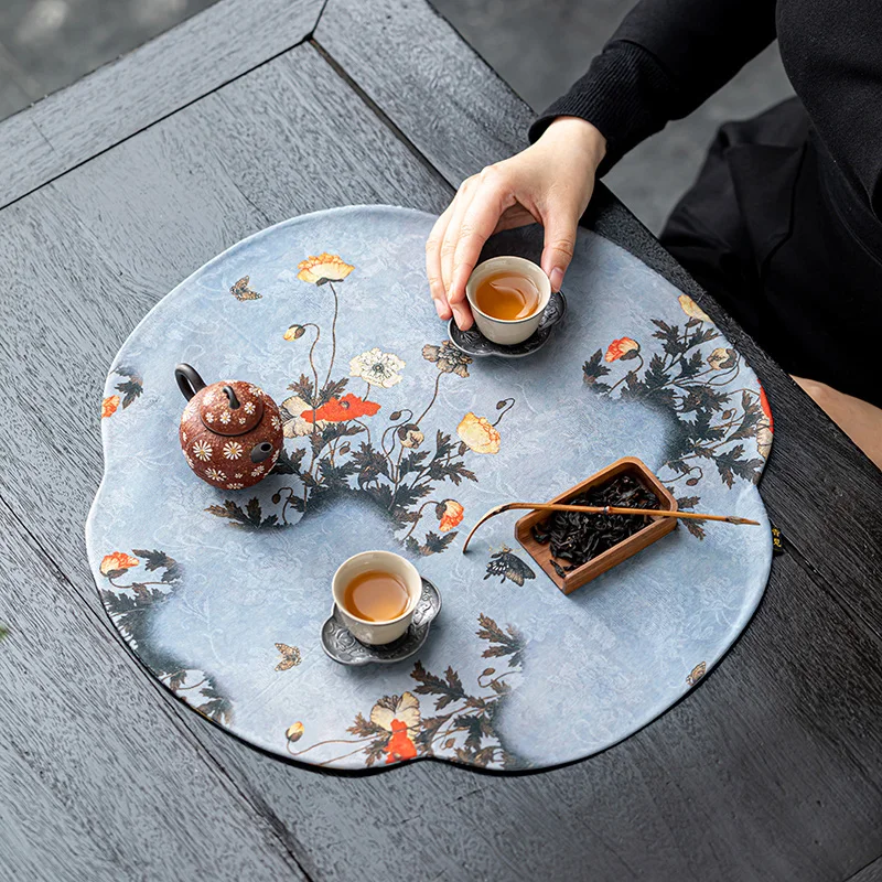 Chinese Zen Dry Pour Tea Mat Table Heat Proof Pot Tray Tablecloth Single Double-Sided Towel Cloth